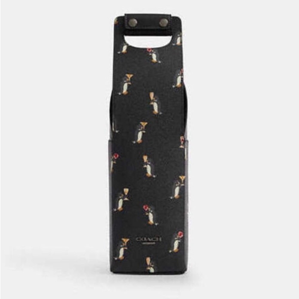 Coach Black Penguin Print Bottle  / Wine Carrier